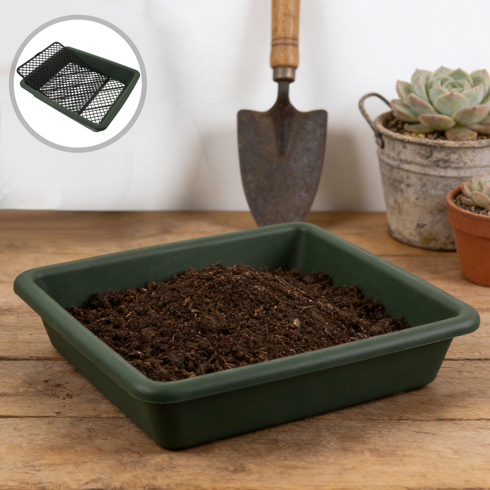 Garden Sieve Soil - Criba de jardinería cuadrada ajustable para